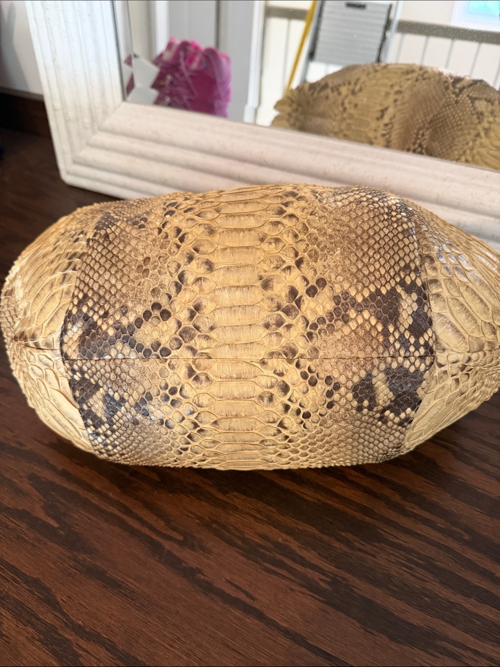 Python-Textured Shoulder Bag in Warm Tan - Picture 2 of 7
